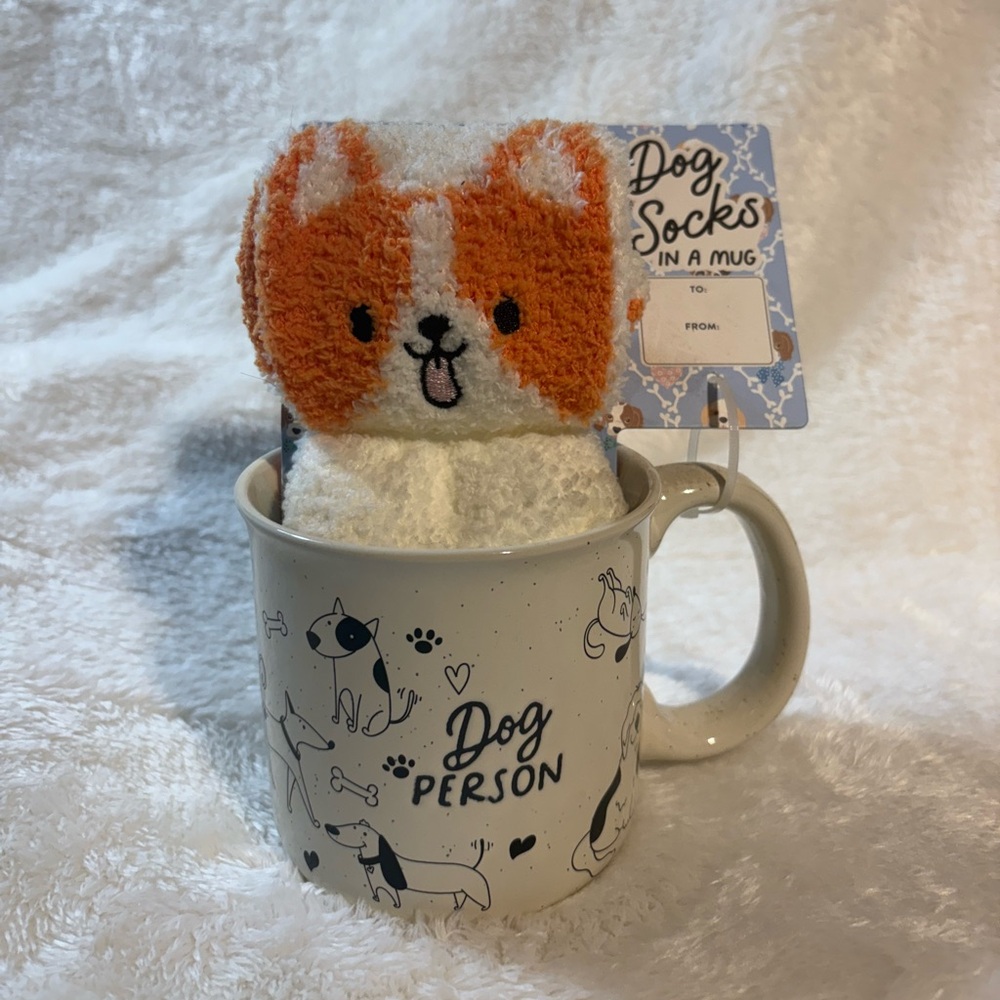 Dog Socks in a Mug - Orange and White
